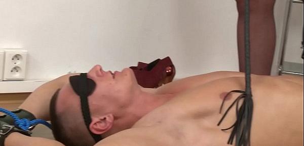  Male model Thomas is submissed by a mistress for the first time